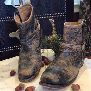 BED STU Brown Distressed Leather Ankle Boots